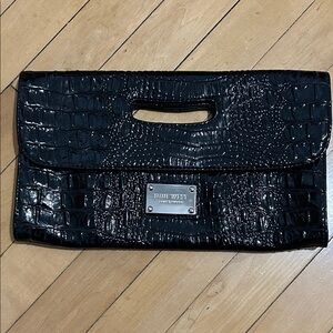 Nine West Black Croc-Embossed Clutch